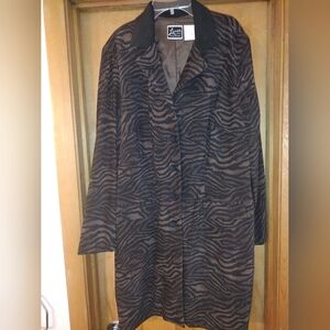 Lennie for Nina Leonard Animal Print Coat Drk and lighter Brown Size 16W